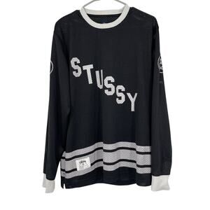 Stussy Vintage Hockey Jersey Mesh Long Sleeve Shirt Men's Size Large Rare